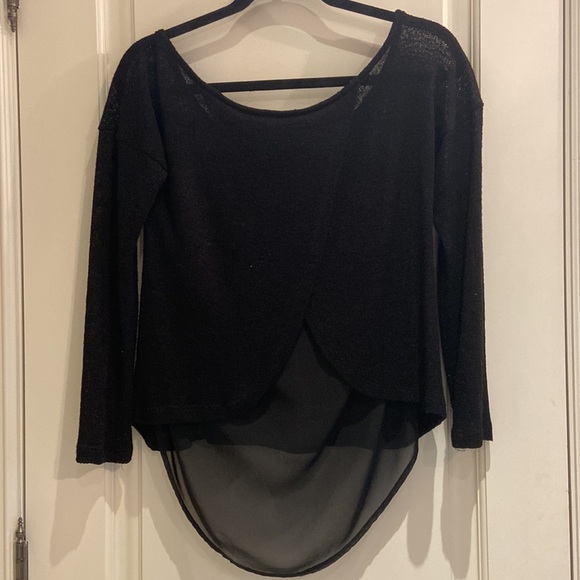 Black thin sweater with sheer underlay - Picture 2 of 3
